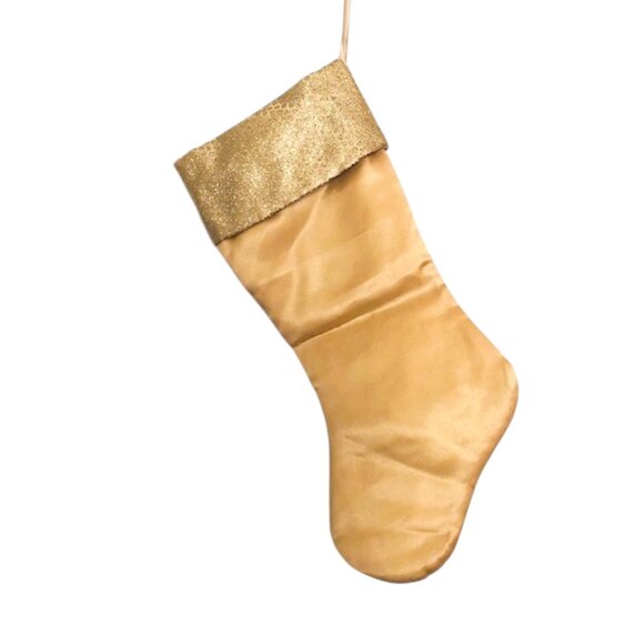 Gold Glitter Snowflake Christmas Stocking 18.9" - Picture 2 of 6